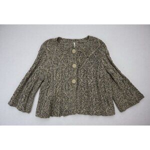 Leo & Nicole Marled Taupe Button-Front Knit Cardigan